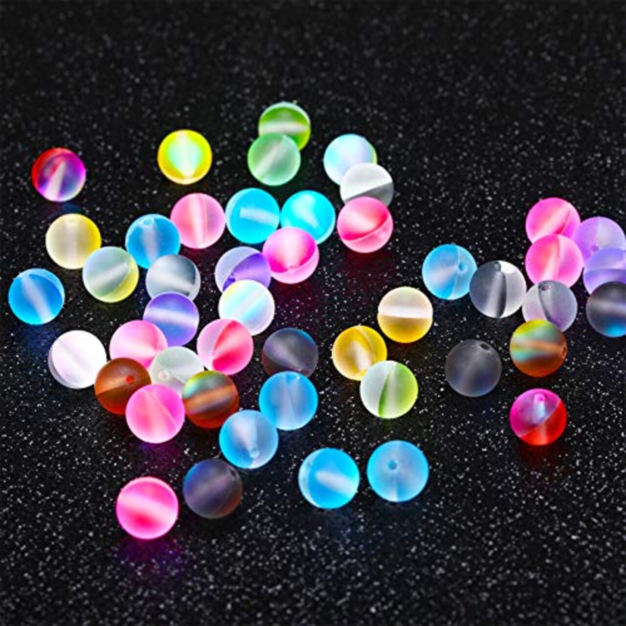 140 Pieces 8 mm Mermaid Glass Beads Bulk Matte Crystal Glass Beads Glass Frosted Moonstone Beads for Jewelry Making Crafts DIY, Multicolor (Bright Color)